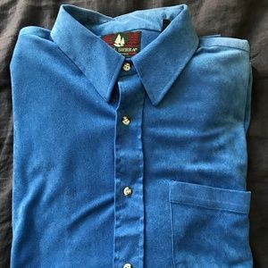 Blue Velour Button Down Shirt